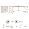 Key West 60W L Shaped Desk with Lateral File Cabinet in White - Engineered Wood