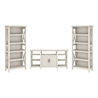 Key West Tall TV Stand with Set of 2 Bookcases in Linen White - Engineered Wood