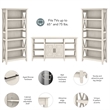 Key West Tall TV Stand with Set of 2 Bookcases in Linen White - Engineered Wood