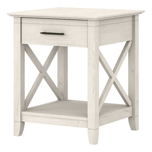 Key West End Table with Storage in Linen White Oak - Engineered Wood