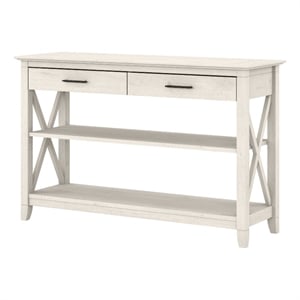 Key West Console Table with Drawers and Shelves in Linen White - Engineered Wood