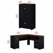 Fairview L Shaped Desk with Storage Cabinet in Antique Black - Engineered Wood