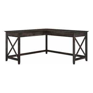 Key West 60W L Shaped Desk in Dark Gray Hickory - Engineered Wood
