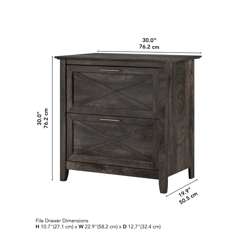 Key West 2 Drawer Lateral File Cabinet in Dark Gray Hickory - Engineered Wood