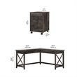 Key West L Shaped Desk with Lateral File Cabinet in Dark Gray - Engineered Wood