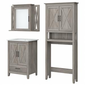 Bush Key West Engineered Wood Bathroom Vanity Set with Space Saver in Driftwood