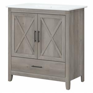 Bush Key West 32&quot Engineered Wood Bathroom Vanity with Sink in Driftwood Gray
