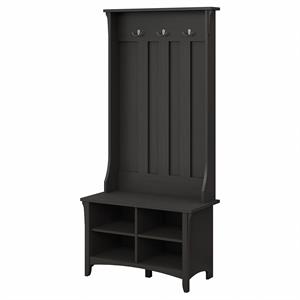 Salinas Hall Tree with Shoe Storage Bench in Vintage Black - Engineered Wood
