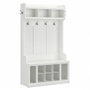 Woodland 40W Hall Tree and Shoe Bench w/ Shelves in White Ash - Engineered Wood