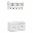 Woodland 40W Shoe Bench with Doors and Coat Rack in White Ash - Engineered Wood