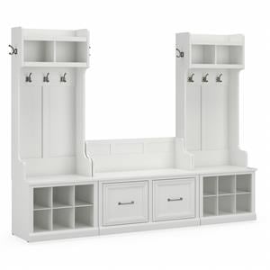 Woodland Entryway Storage Set with Doors in White Ash - Engineered Wood