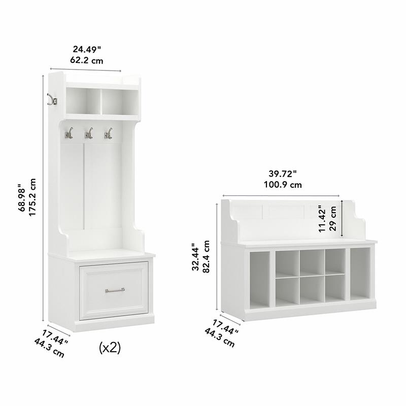 Woodland Entryway Storage Set with Drawers in White Ash - Engineered Wood