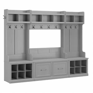 Woodland Full Entryway Storage Set with Doors in Cape Cod Gray - Engineered Wood