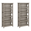 Key West 5 Shelf Bookcase Set in Washed Gray - Engineered Wood