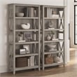Key West 5 Shelf Bookcase Set in Washed Gray - Engineered Wood