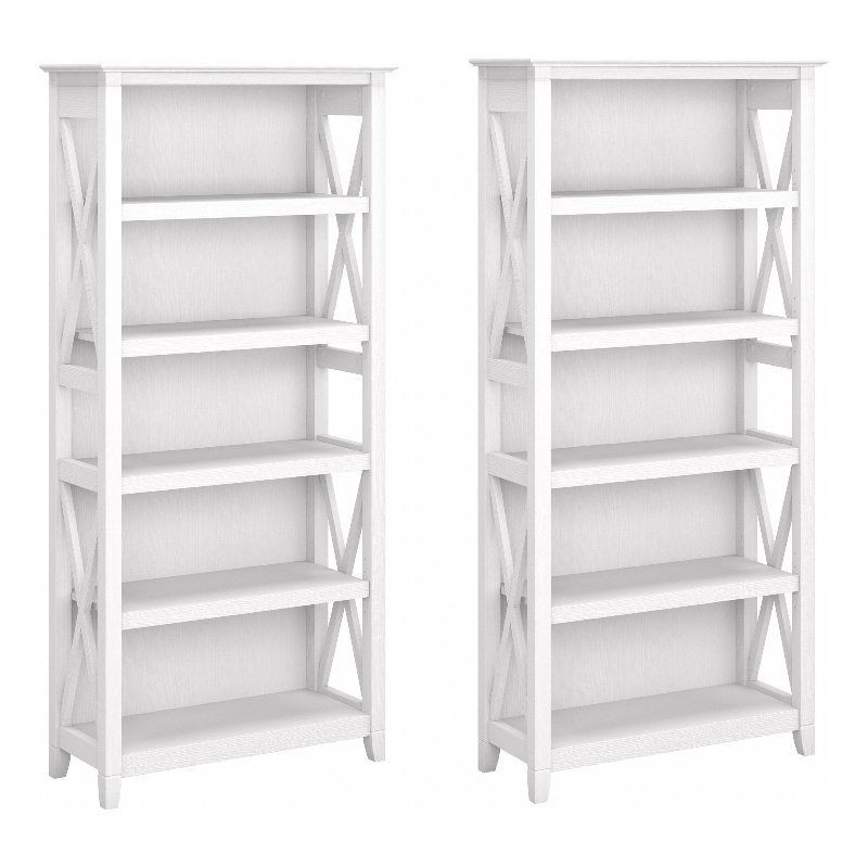 Key West 5 Shelf Bookcase Set in Pure White Oak - Engineered Wood