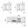 Key West Coffee Table with End Tables in Pure White Oak - Engineered Wood