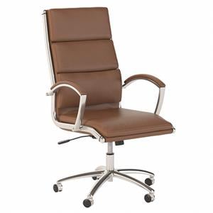 Bush Cabot High Back Faux Leather Executive Office Chair in Saddle Tan