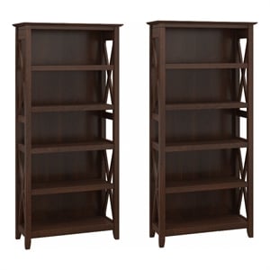 Key West 5 Shelf Bookcase Set in Bing Cherry - Engineered Wood