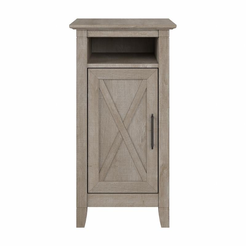 Key West End Table with Door in Washed Gray - Engineered Wood