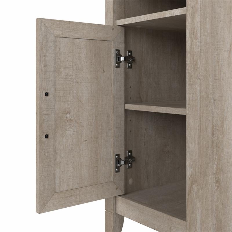 Key West End Table with Door in Washed Gray - Engineered Wood