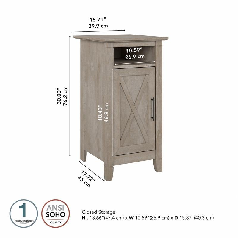 Key West End Table with Door in Washed Gray - Engineered Wood