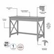 Bush Key West Engineered Wood Writing Desk with Tufted Chair in Cape Cod Gray