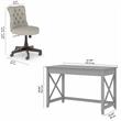 Bush Key West Engineered Wood Writing Desk with Tufted Chair in Cape Cod Gray
