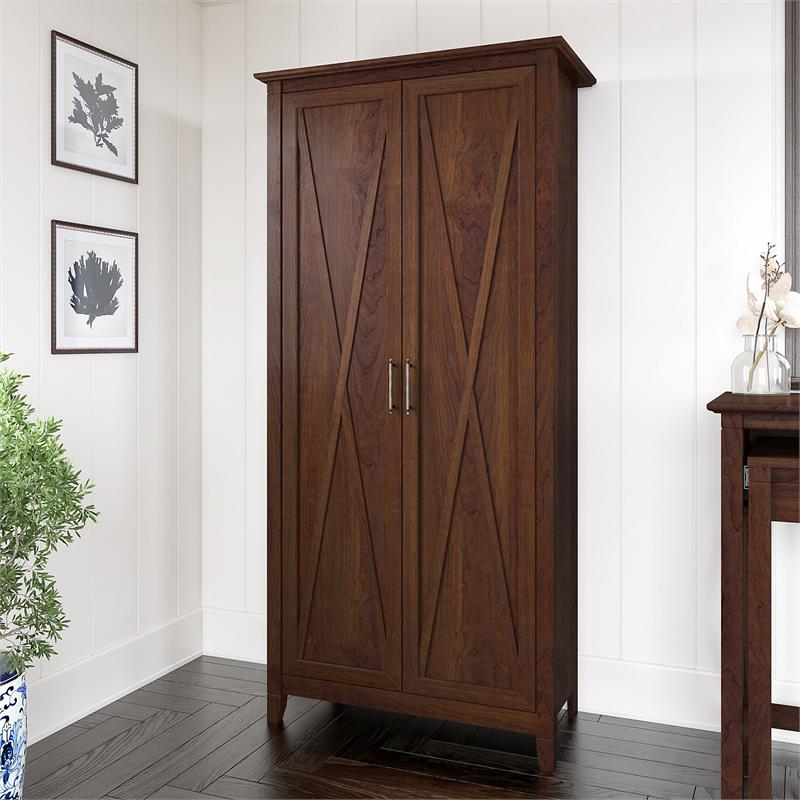 Key West Tall Storage Cabinet with Doors in Bing Cherry - Engineered Wood