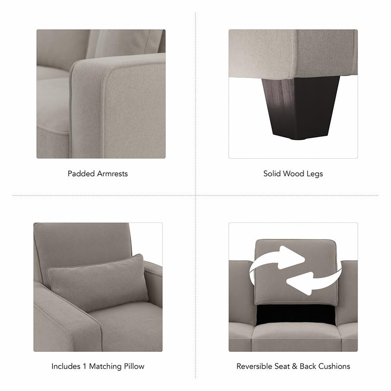 Stockton Accent Chair with Arms in Beige Herringbone Fabric
