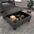 Stockton Upholstered Storage Ottoman in Charcoal Gray Herringbone Fabric