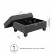 Stockton Upholstered Storage Ottoman in Charcoal Gray Herringbone Fabric