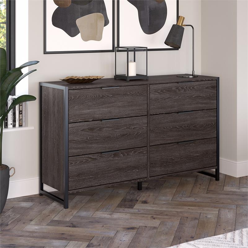 Atria 6 Drawer Dresser in Charcoal Gray - Engineered Wood