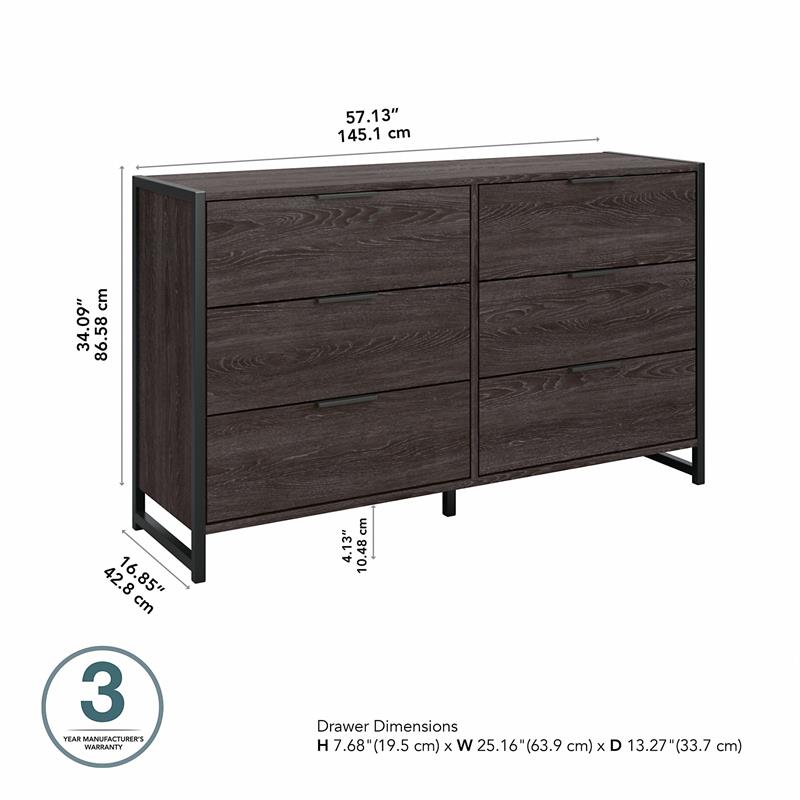 Atria 6 Drawer Dresser in Charcoal Gray - Engineered Wood