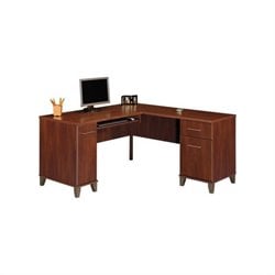 Bush Furniture Somerset 60 L Shape Wood Hansen Cherry Computer Desk 