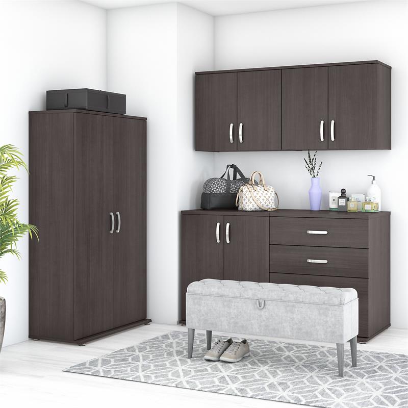 Universal 5 Piece Modular Closet Storage Set in Storm Gray - Engineered Wood