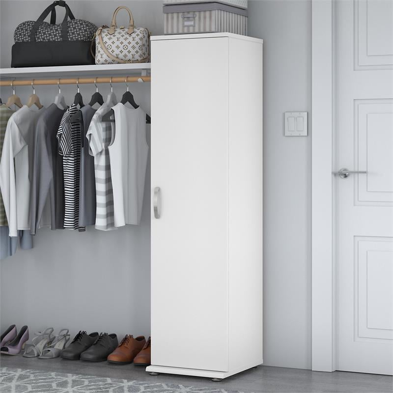 Universal Narrow Clothing Storage Cabinet in White - Engineered Wood