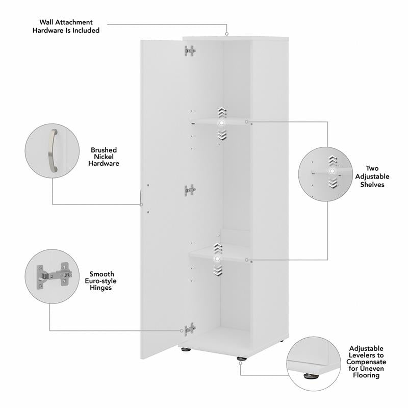 Universal Narrow Clothing Storage Cabinet in White - Engineered Wood