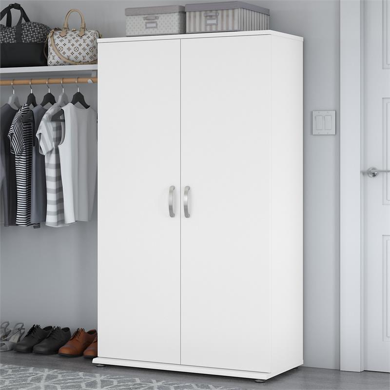 Universal Tall Clothing Storage Cabinet in White - Engineered Wood