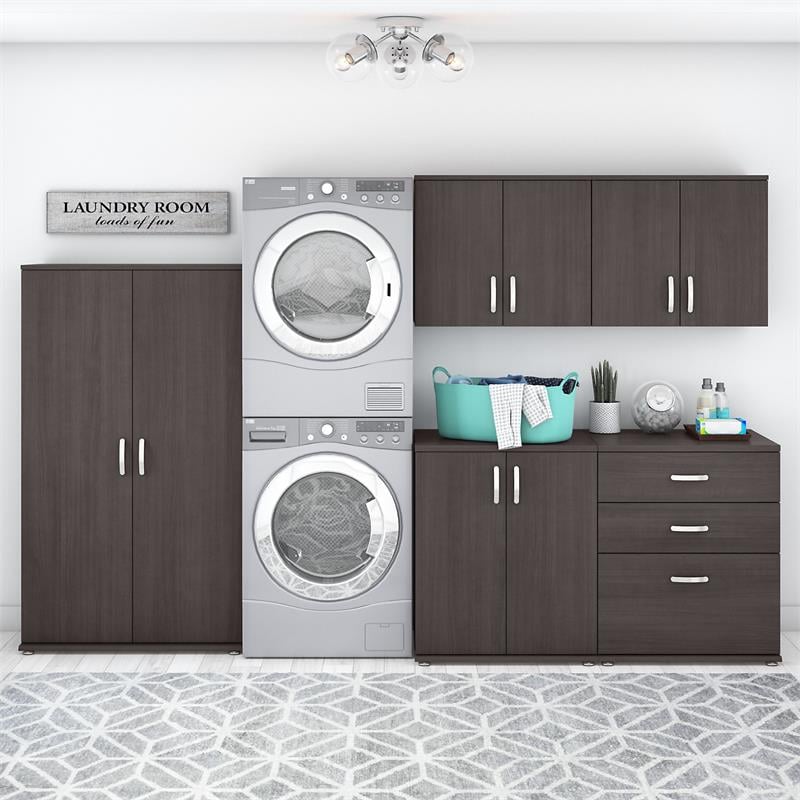 Universal 5 Piece Laundry Room Storage Set in Storm Gray - Engineered Wood