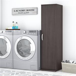 Universal Narrow Linen Tower with Door in Storm Gray - Engineered Wood