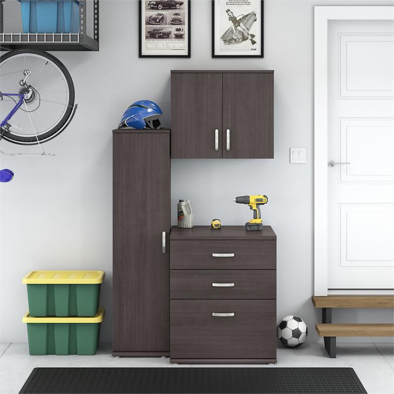 Universal 3 Piece Modular Garage Storage Set in Storm Gray - Engineered Wood