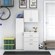 Universal 3 Piece Modular Garage Storage Set in White - Engineered Wood