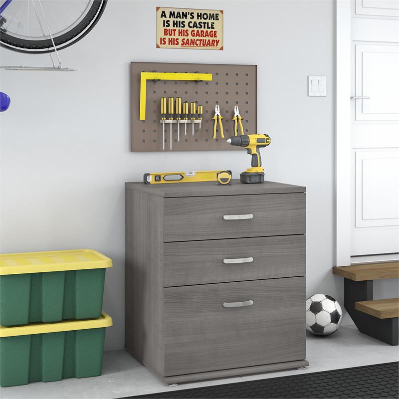 Universal Garage Storage Cabinet with Drawers in Platinum Gray - Engineered Wood