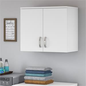 Universal Laundry Room Wall Cabinet with Doors in White - Engineered Wood