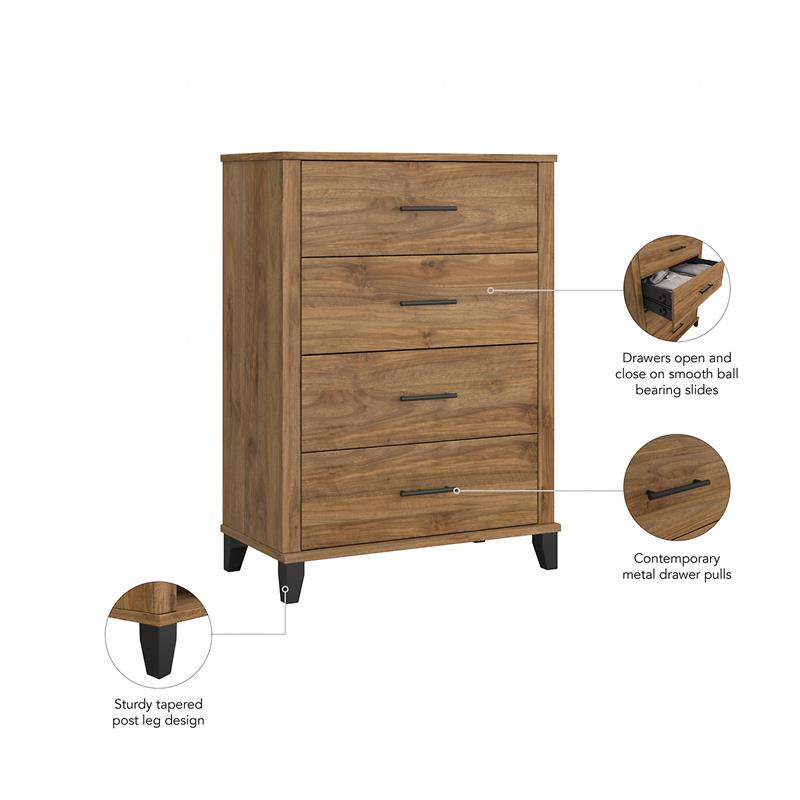 Somerset Chest of Drawers in Fresh Walnut - Engineered Wood