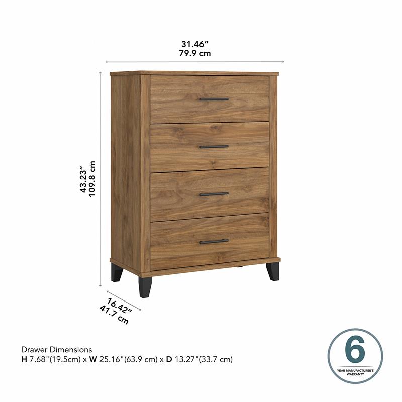 Somerset Chest of Drawers in Fresh Walnut - Engineered Wood
