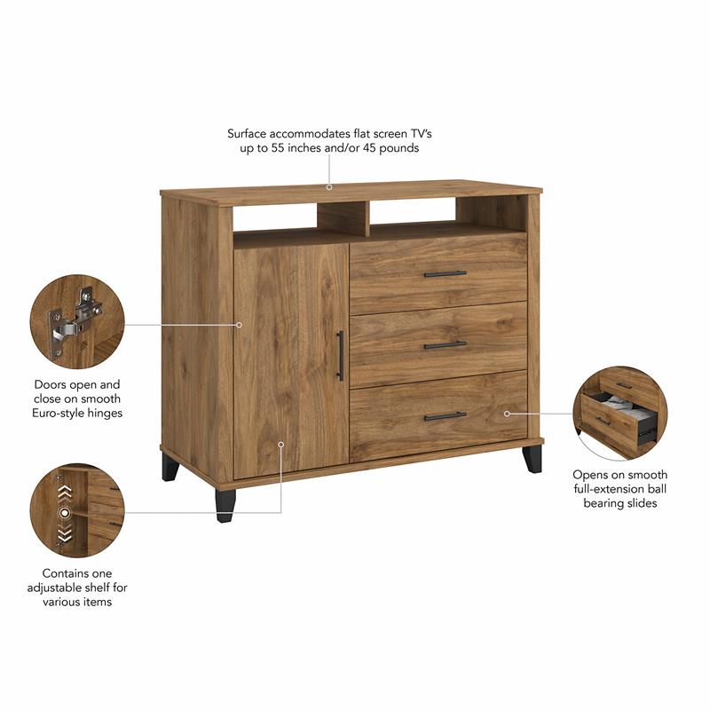 Somerset Office Storage Credenza in Fresh Walnut - Engineered Wood