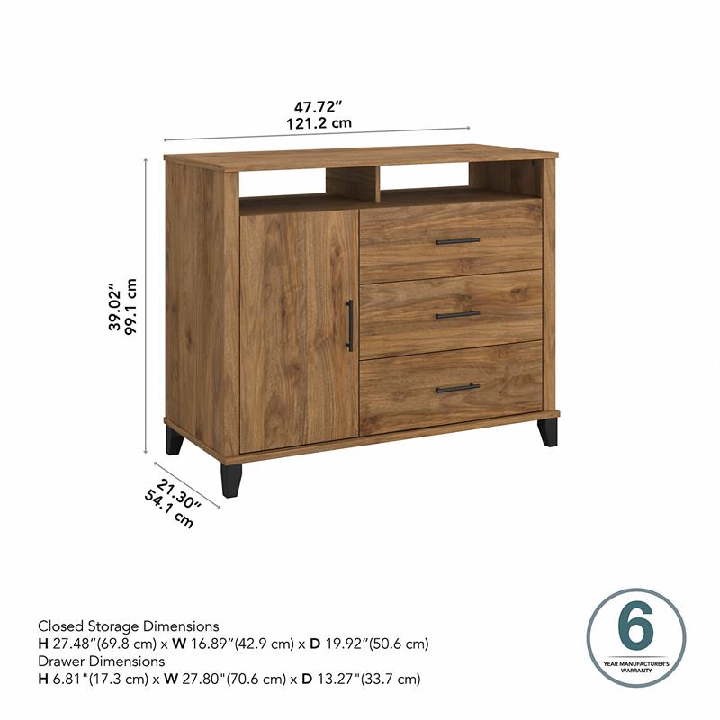 Somerset Office Storage Credenza in Fresh Walnut - Engineered Wood