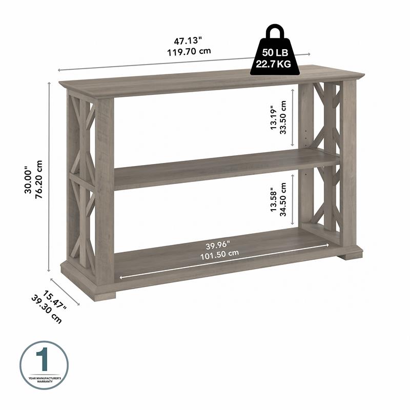 Homestead Console Table with Shelves in Driftwood Gray - Engineered Wood